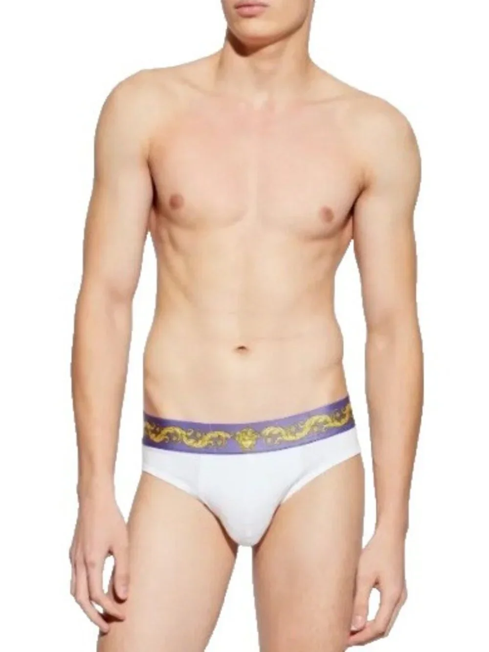 Versace Barocco Medusa Print Cotton Jersey Briefs White XXL 7 NIB Authentic